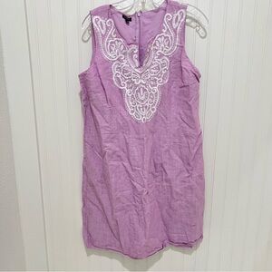 Talbots Light Pink Linen Dress with Embroidery